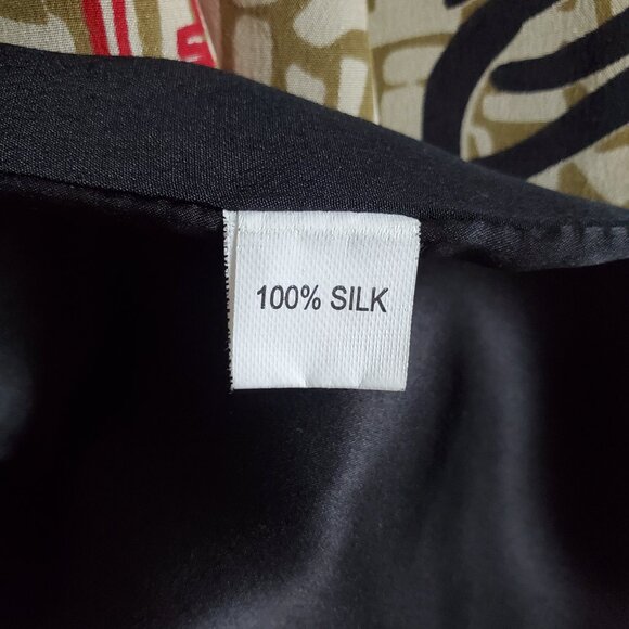 Vintage Silk Wrap Scarf Oriental Asian Style Soft Smooth Black Cream Red Pockets - Picture 8 of 11